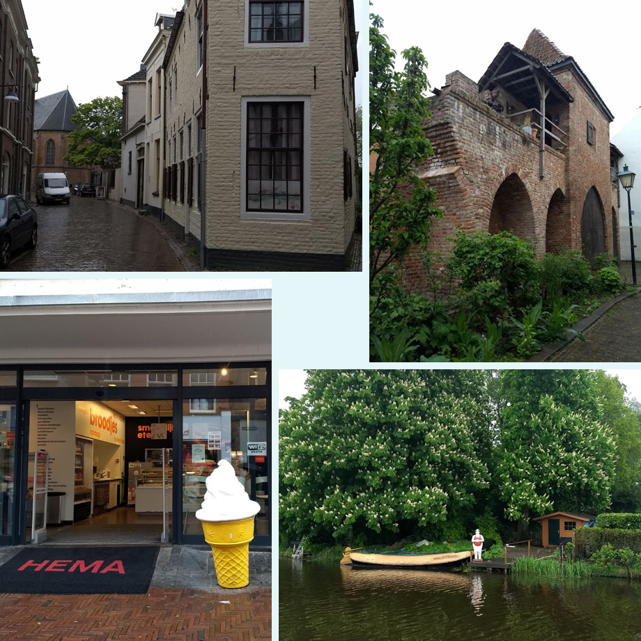 Zutphen in de regen, oude vestingmuur, hoera voor de HEMA, duik er eens in