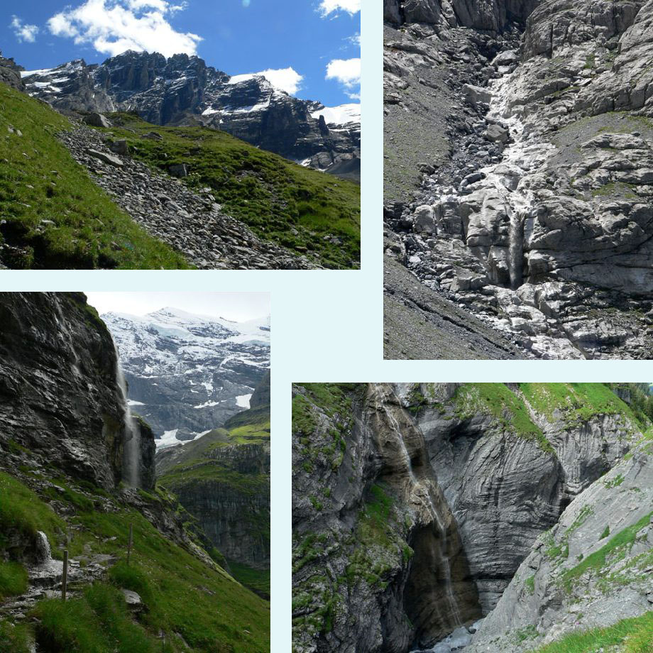 Gspaltenhorn, gletsjermelk, regenbui, stenen vouw