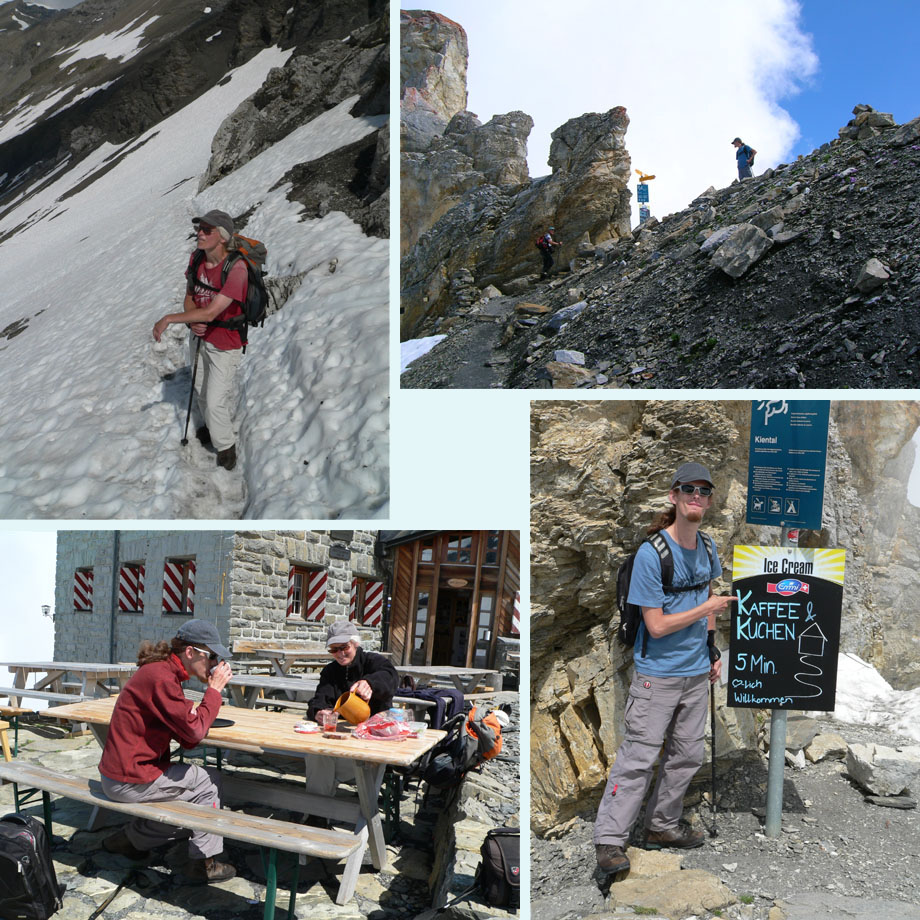 door de sneeuw, bij het Hohturli, koffie!