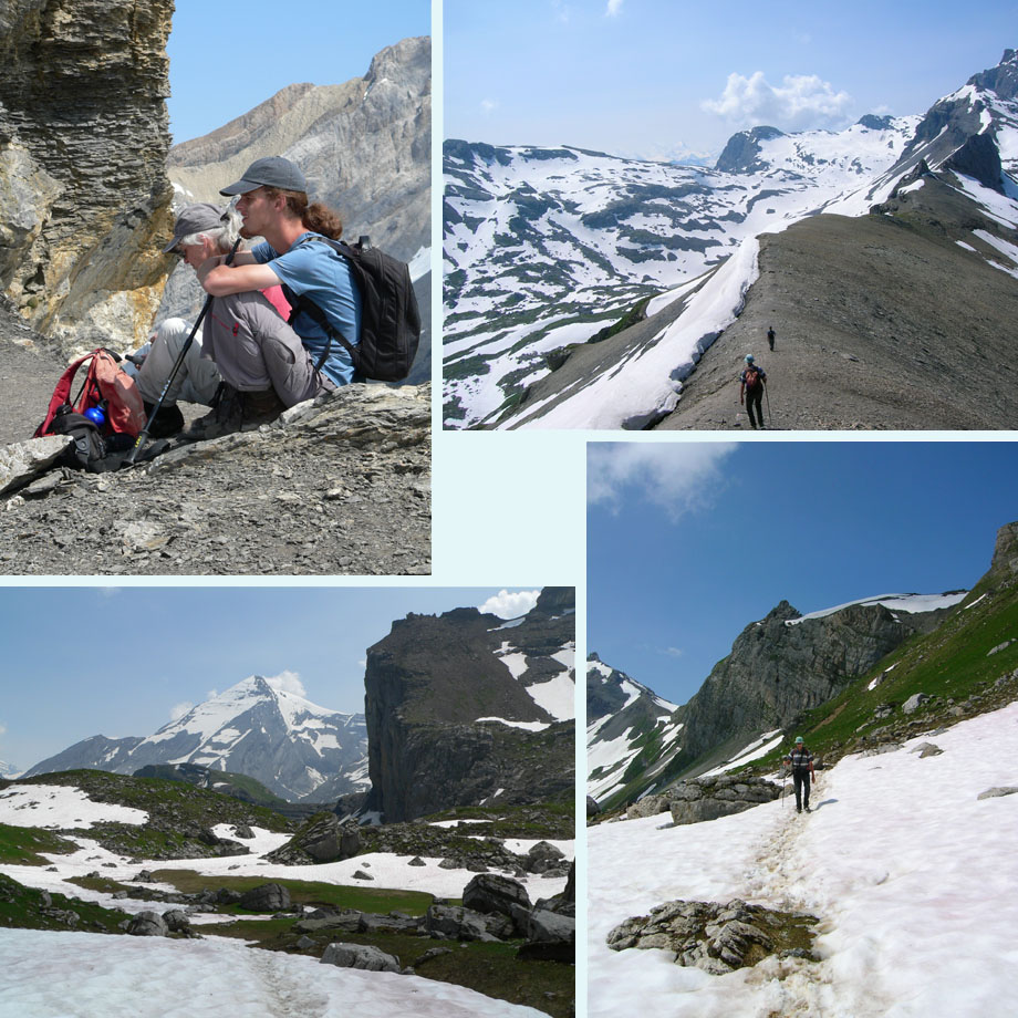 pauze, bij de Engstligengrat, volop sneeuw