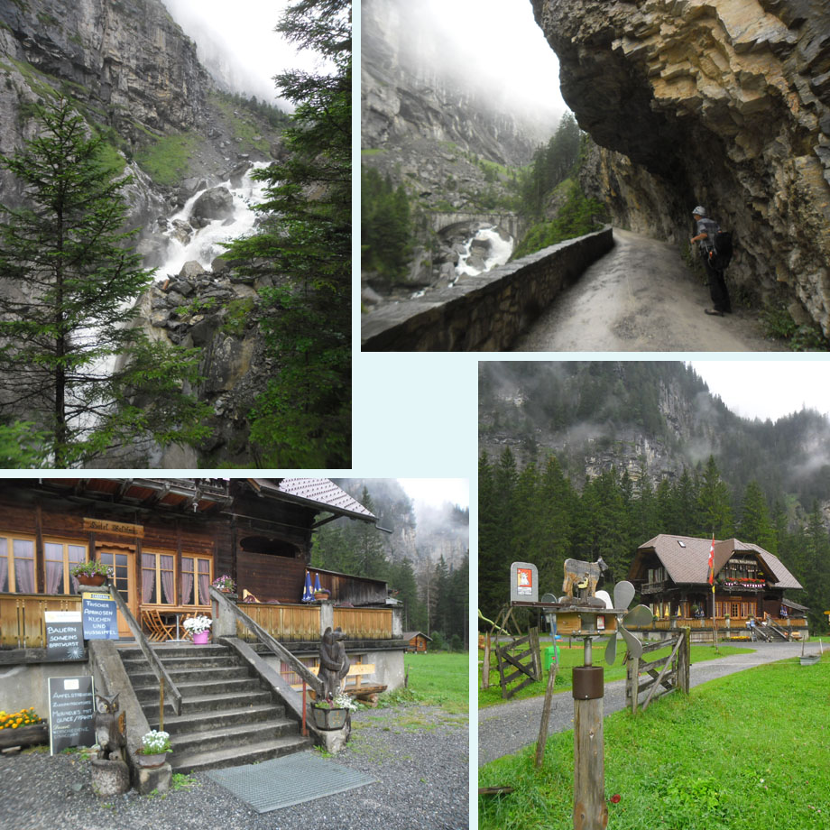 veel water in de Kander, nat weer in de Chlus, bij Waldhaus