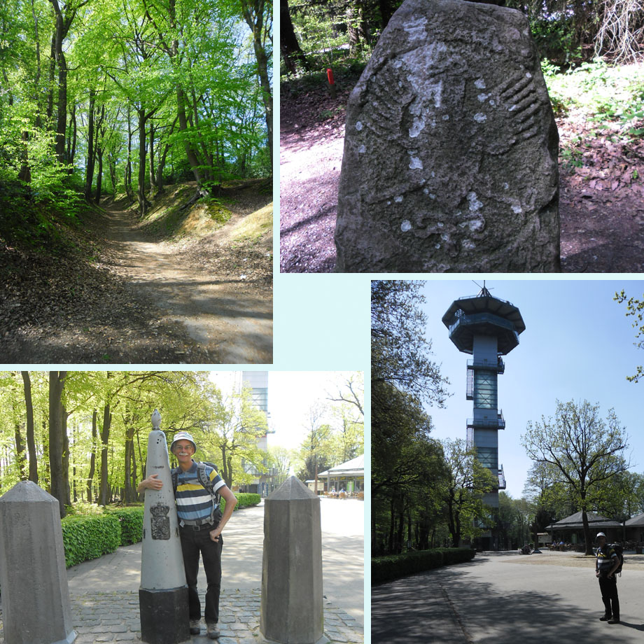steil omhoog, oude grenssteen, bij het Drielandenpunt