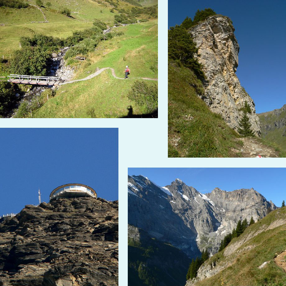 weer een brug, bij Bryndli, de top van de Schilthorn, het Sefinental in