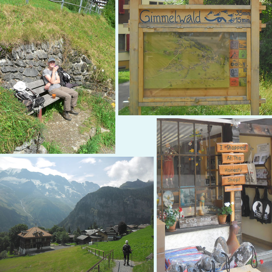 mooi pauzeplekje, met de slee ben je er sneller, Gimmelwald in zicht, Honesty Shop