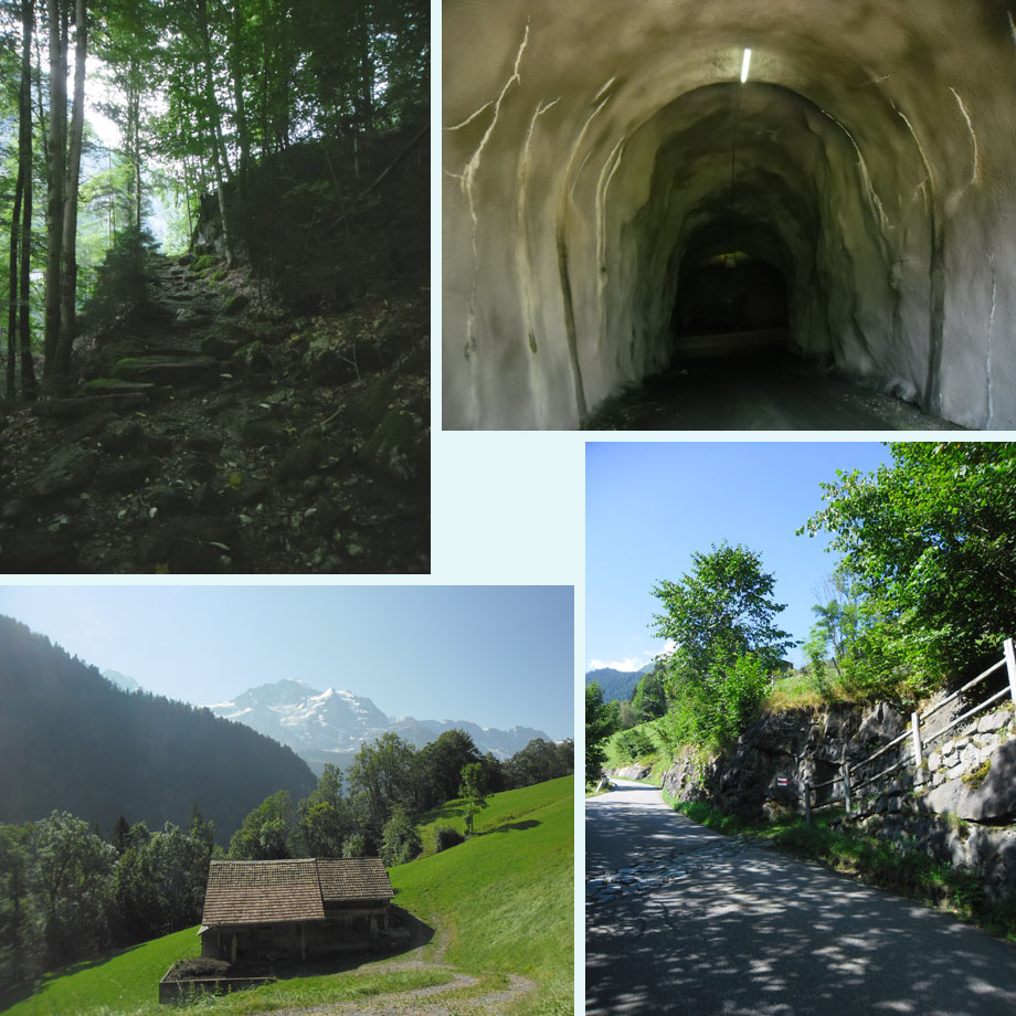 het oude kerkenpad, tunneltje, daar begint het dorp, stukje over de weg