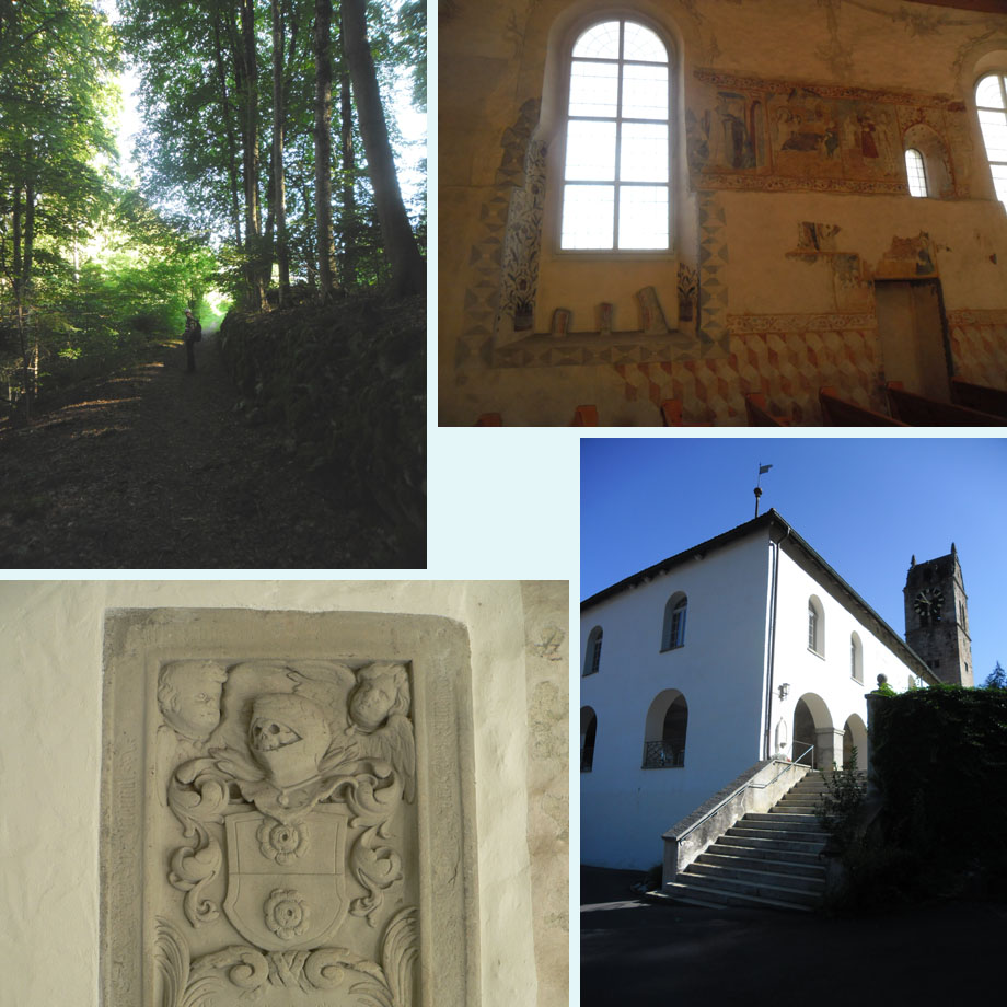 op het kerkenpad, eeuwenoude kerk in Gsteig