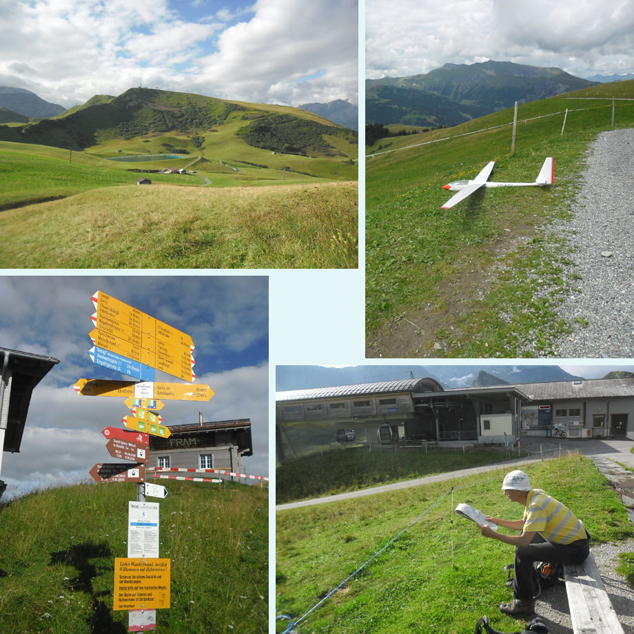 zicht op Metschstand, altijd zweefvliegtuigjes hier, keus uit veel routes, welke nemen we?
