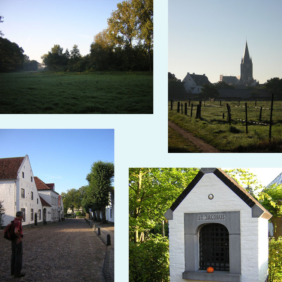 door de weiden naar Thorn, skyline, het witte stadje, eerste kapelleke