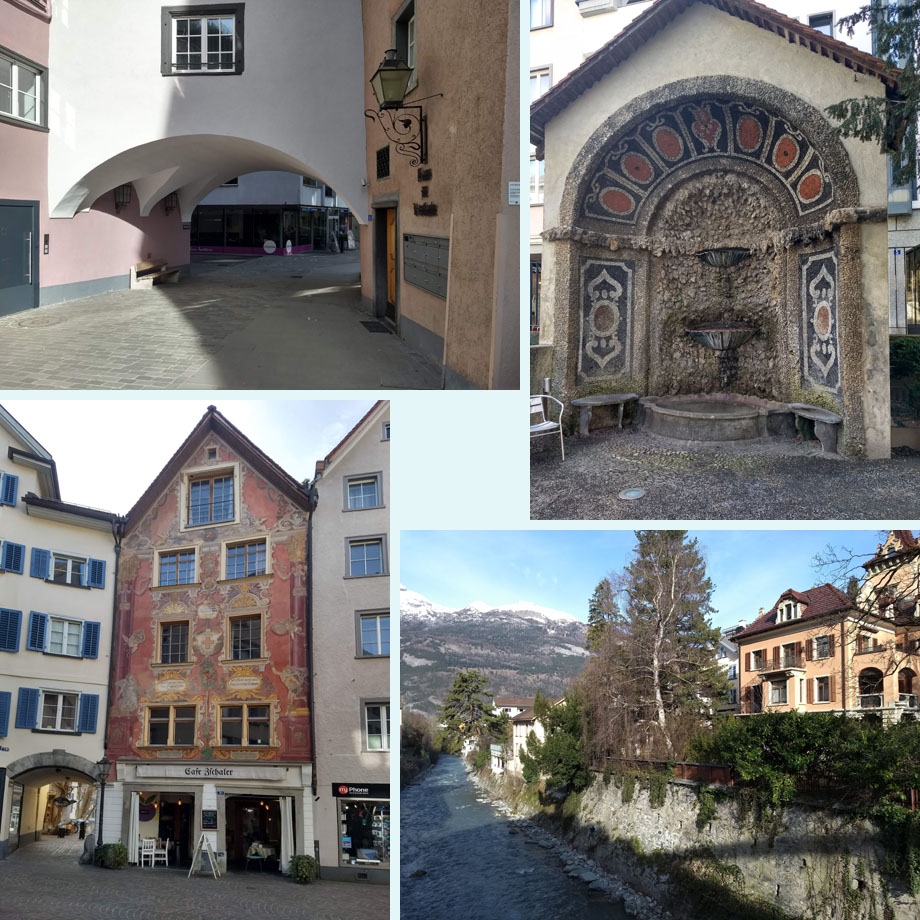 onderdoorgang, in het Fontanapark, Haus Zschaler, langs de Plessur